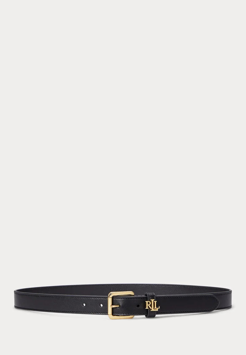 Ceinture fine Logo Keeper noire, Lauren Ralph Lauren