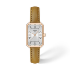 Tissot SRV 30mm — boîtier acier PVD, bracelet cuir brun