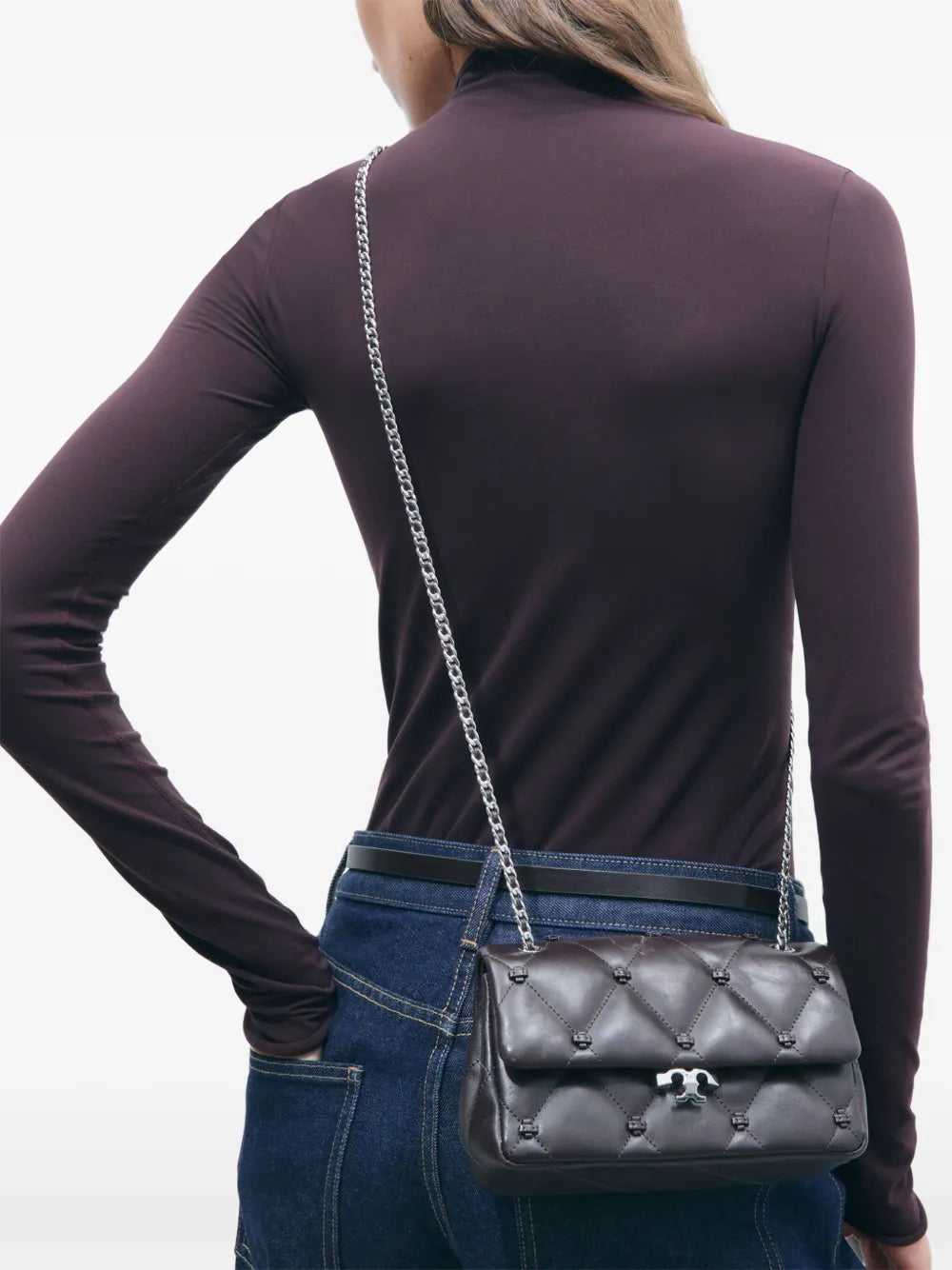 Petit sac épaule Bunny Knot, Tory Burch, noir et doré