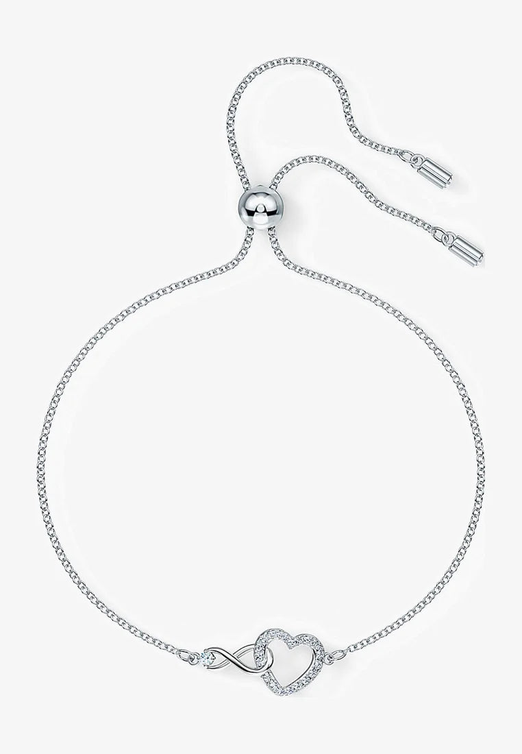 Bracelet Hyperbola Infini et cœur, métal rhodié