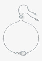 Bracelet Hyperbola Infini et cœur, métal rhodié