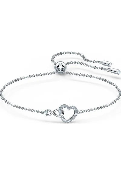 Bracelet Hyperbola Infini et cœur, métal rhodié