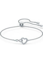 Bracelet Hyperbola Infini et cœur, métal rhodié