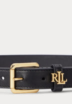 Ceinture fine Logo Keeper noire, Lauren Ralph Lauren