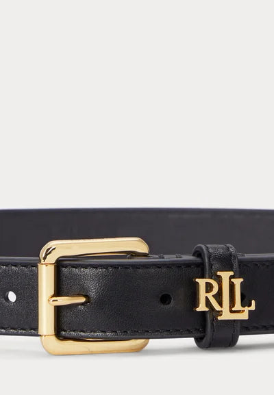 Ceinture fine Logo Keeper noire, Lauren Ralph Lauren