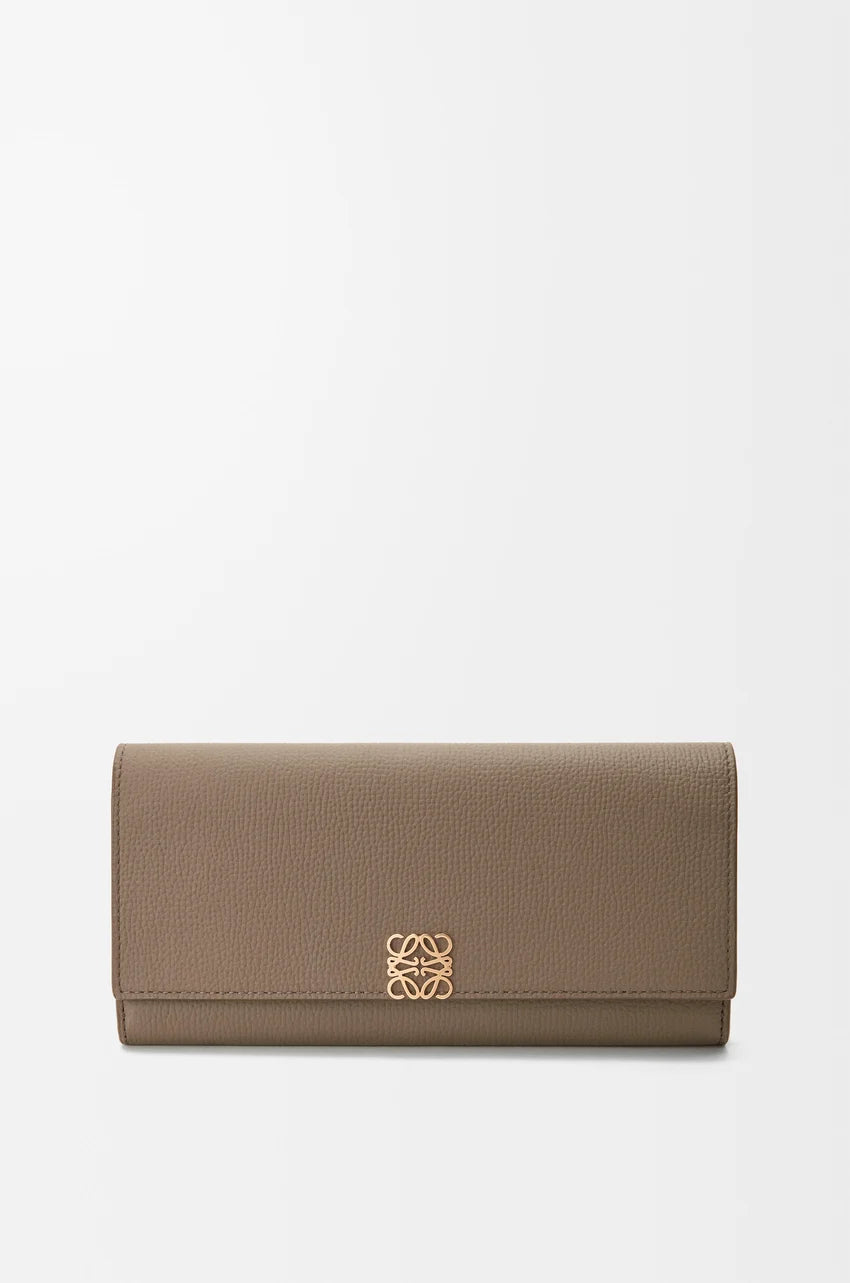 PORTEFEUILLE CONTINENTAL ANAGRAM - CUIR DE VEAU GRAINÉ, LOEWE