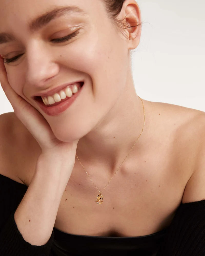 Collier initiale R, PDPAOLA, plaqué or 18 carats