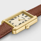 Montre Belisenna Cluse, cuir noisette et or