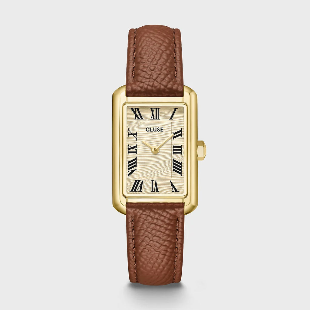 Montre Belisenna Cluse, cuir noisette et or