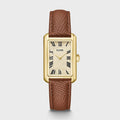 Montre Belisenna Cluse, cuir noisette et or