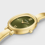 Cluse, montre L'Ovale en acier doré, cadran olive