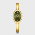 Cluse, montre L'Ovale en acier doré, cadran olive