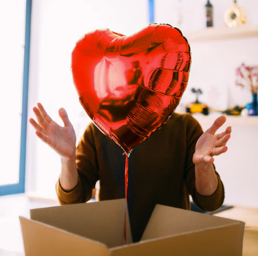Ballon cœur, Mieux que des fleurs, boîte surprise