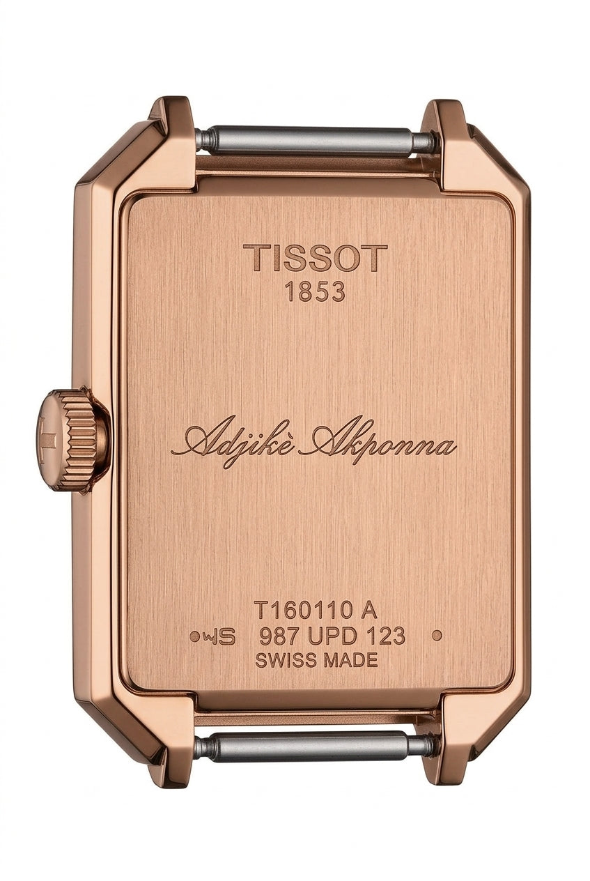 Tissot SRV 30mm — boîtier acier PVD, bracelet cuir brun