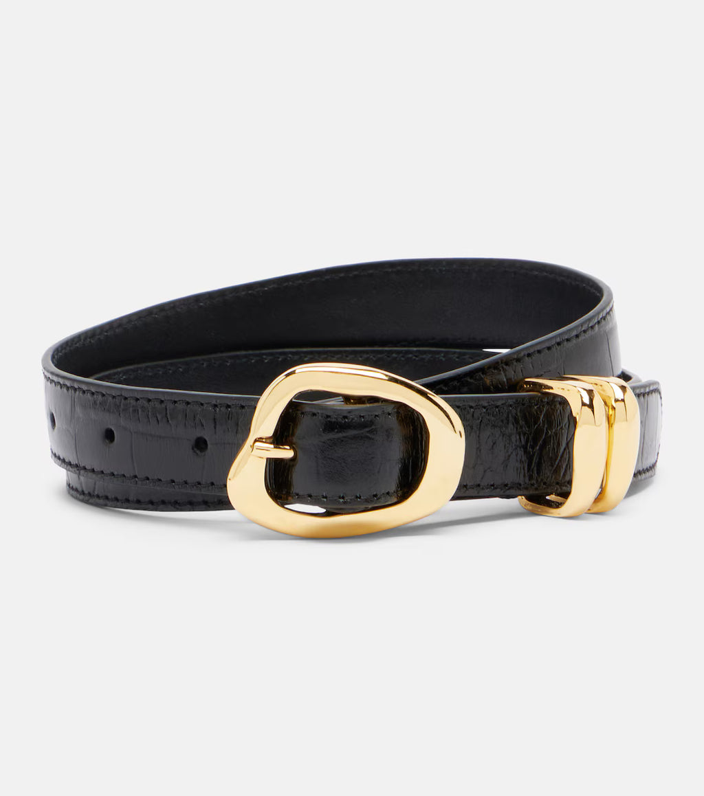 Ceinture Tugela Amanu, cuir effet croco noir