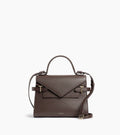 Sac à main double rabat, moyen modèle Emilie — cuir grainé, marron arabica, Le Tanneur