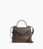 Sac à main double rabat, moyen modèle Emilie — cuir grainé, marron arabica, Le Tanneur