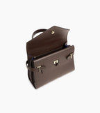 Sac à main double rabat, moyen modèle Emilie — cuir grainé, marron arabica, Le Tanneur