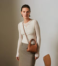 Mini sac à main Juliette — cuir grainé, marron tan, Le Tanneur