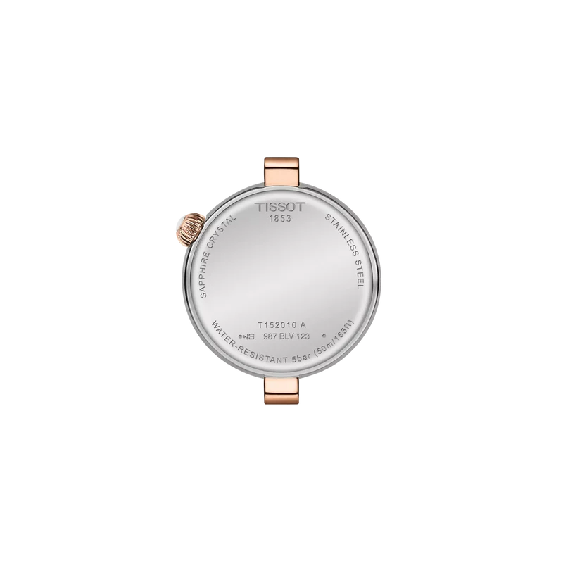 Tissot Desir 28mm — boîtier bombé, deux tons acier et or rose, cadran nacre