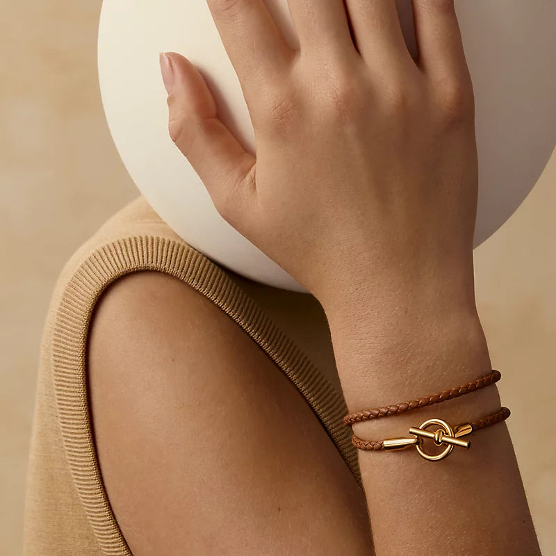 Bracelet Glénan double tour, Hermès, plaqué or - HERMES