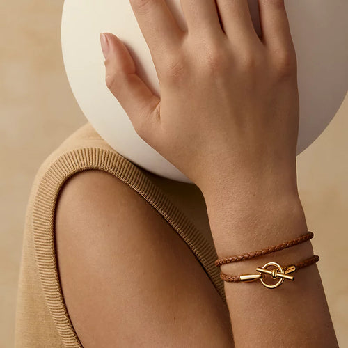 Bracelet Glénan double tour, Hermès, plaqué or - HERMES