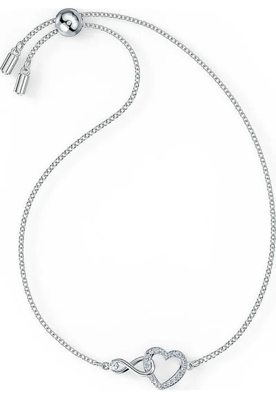Bracelet Hyperbola Infini et cœur, métal rhodié