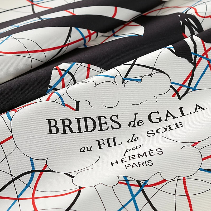 CARRÉ 90 BRIDES DE GALA AU FIL DE SOIE, HERMES