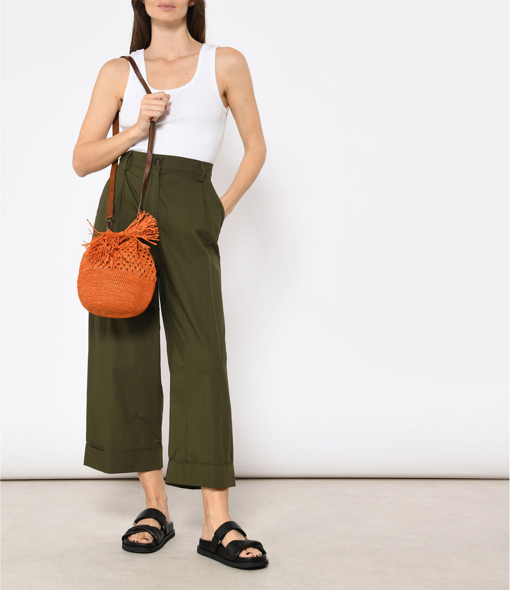 Sac bandoulière Haingo en raphia orange, Lulli sur la Toile
