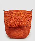 Sac bandoulière Haingo en raphia orange, Lulli sur la Toile