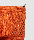 Sac bandoulière Haingo en raphia orange, Lulli sur la Toile