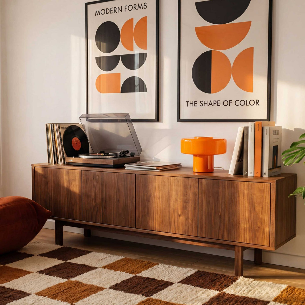 Lampe champignon Foza — verre orange, C-Création