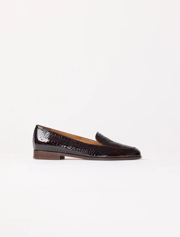 Lou — mocassins en cuir embossé brun reptile, Pied de Biche