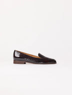 Lou — mocassins en cuir embossé brun reptile, Pied de Biche