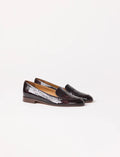 Lou — mocassins en cuir embossé brun reptile, Pied de Biche