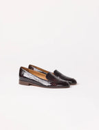 Lou — mocassins en cuir embossé brun reptile, Pied de Biche