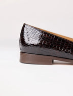 Lou — mocassins en cuir embossé brun reptile, Pied de Biche