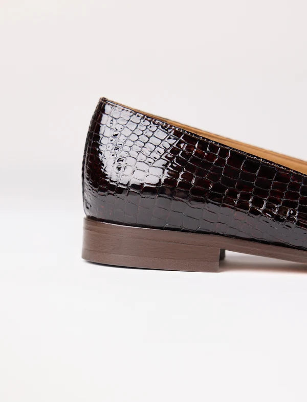 Lou — mocassins en cuir embossé brun reptile, Pied de Biche