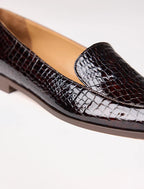 Lou — mocassins en cuir embossé brun reptile, Pied de Biche