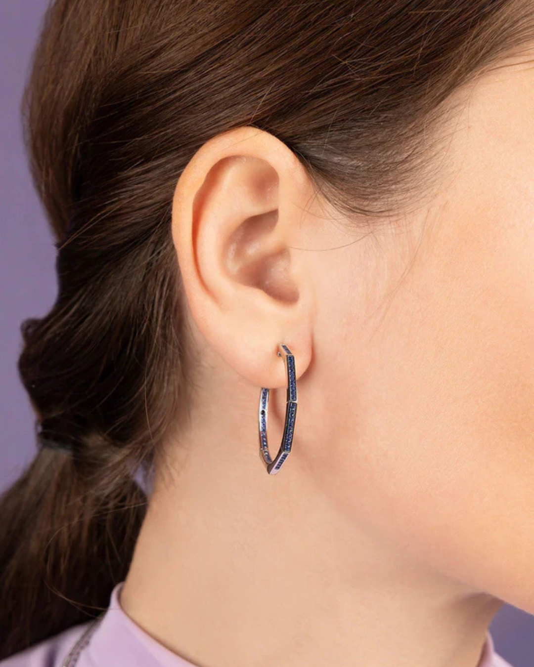 Boucle d'oreilles Créoles Géométriques Pavé | APM MONACO